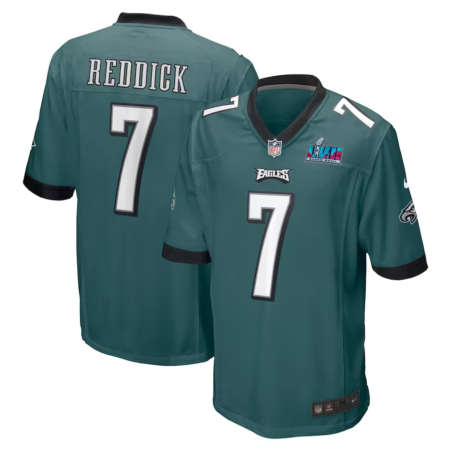 Men's Philadelphia Eagles Haason Reddick Midnight Green Super Bowl LVII Patch Game Jersey football jersey product view 1