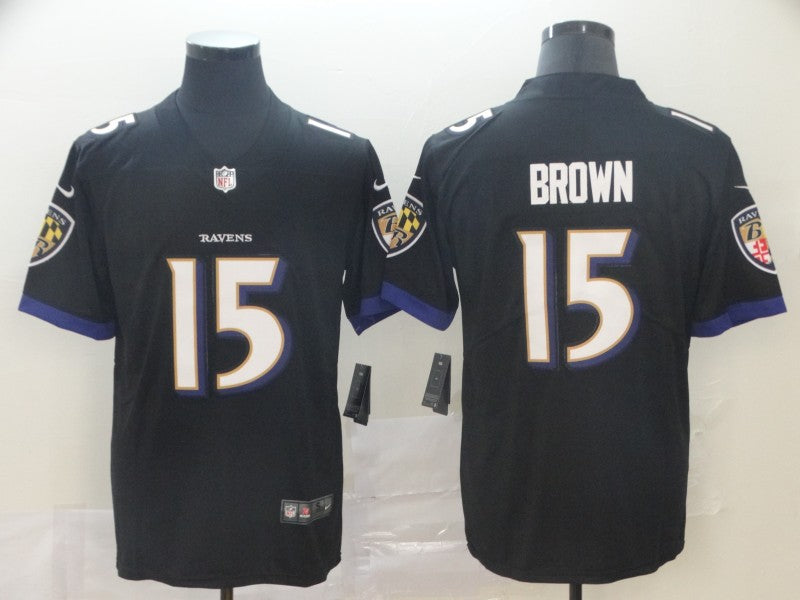 Men's Baltimore Ravens Marquise Brown #15 Black Game Jersey1 football jersey product view 1