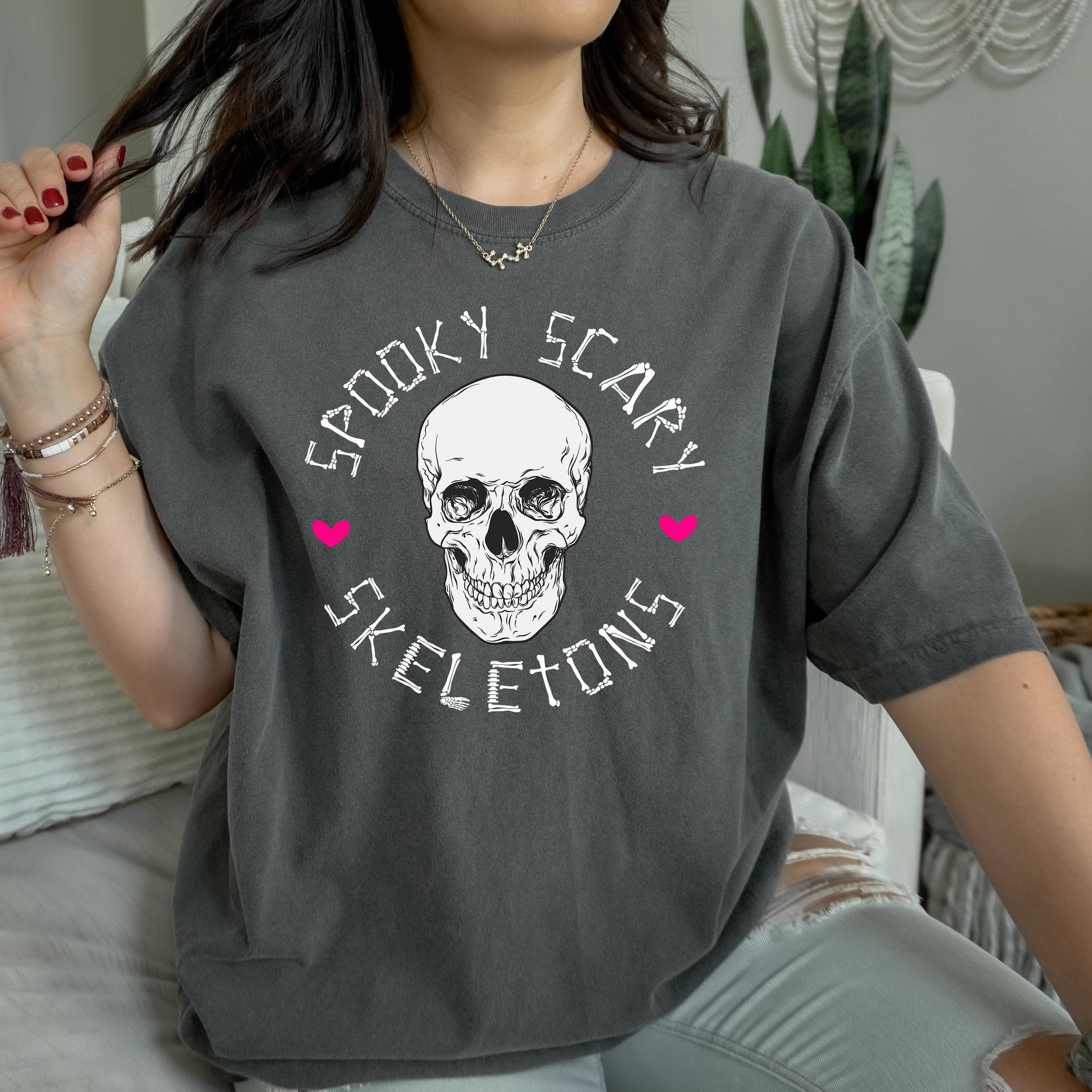 Spooky Scary Skeleton Tee | Halloween | Sizes S-2XL Unisex T-shirt, Sweatshirt, Hoodie, Long Sleeve Tee - T-Shirt, Sweatshirt, Hoodie
