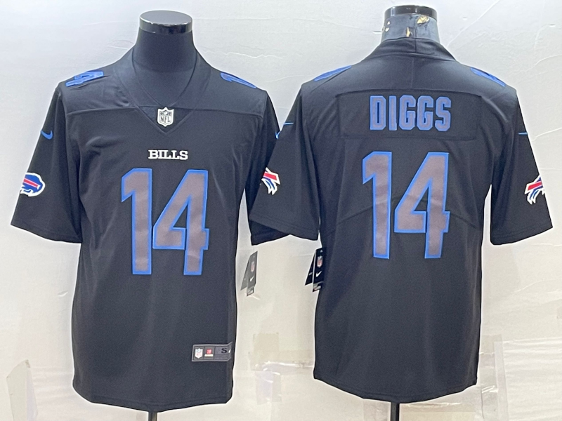 Men's Buffalo Bills Stefon Diggs #14 Black Team Game Jersey1 football jersey product view 1