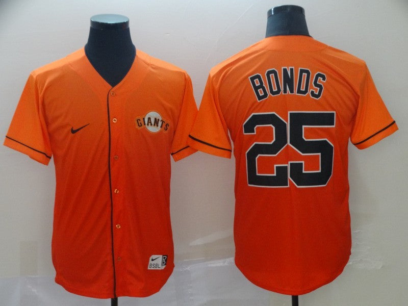 Men's San Francisco Giants Barry Bonds #25 Orange Stitched Jersey baseball jersey product view 1