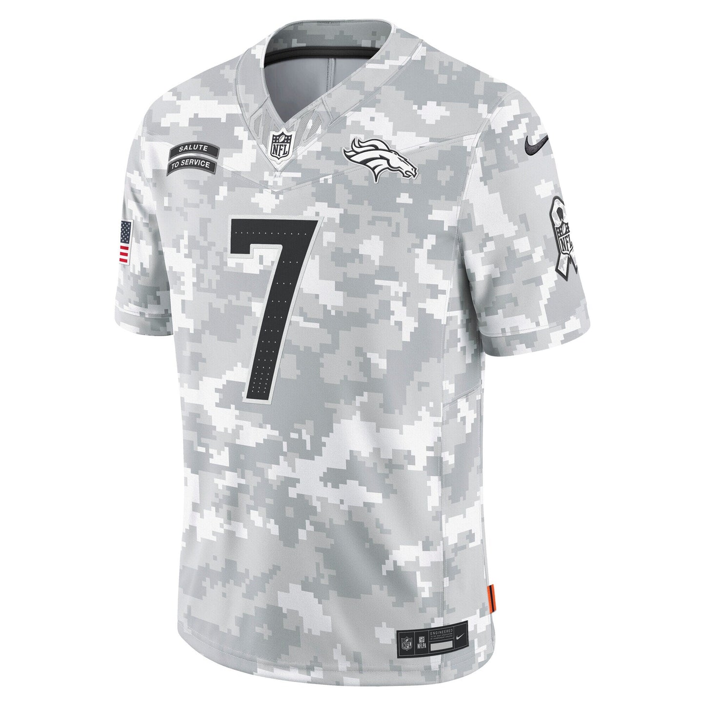 John Elway Denver Broncos 2024 Salute to Service Retired Limited Jersey - Arctic Camo football jersey product view 2