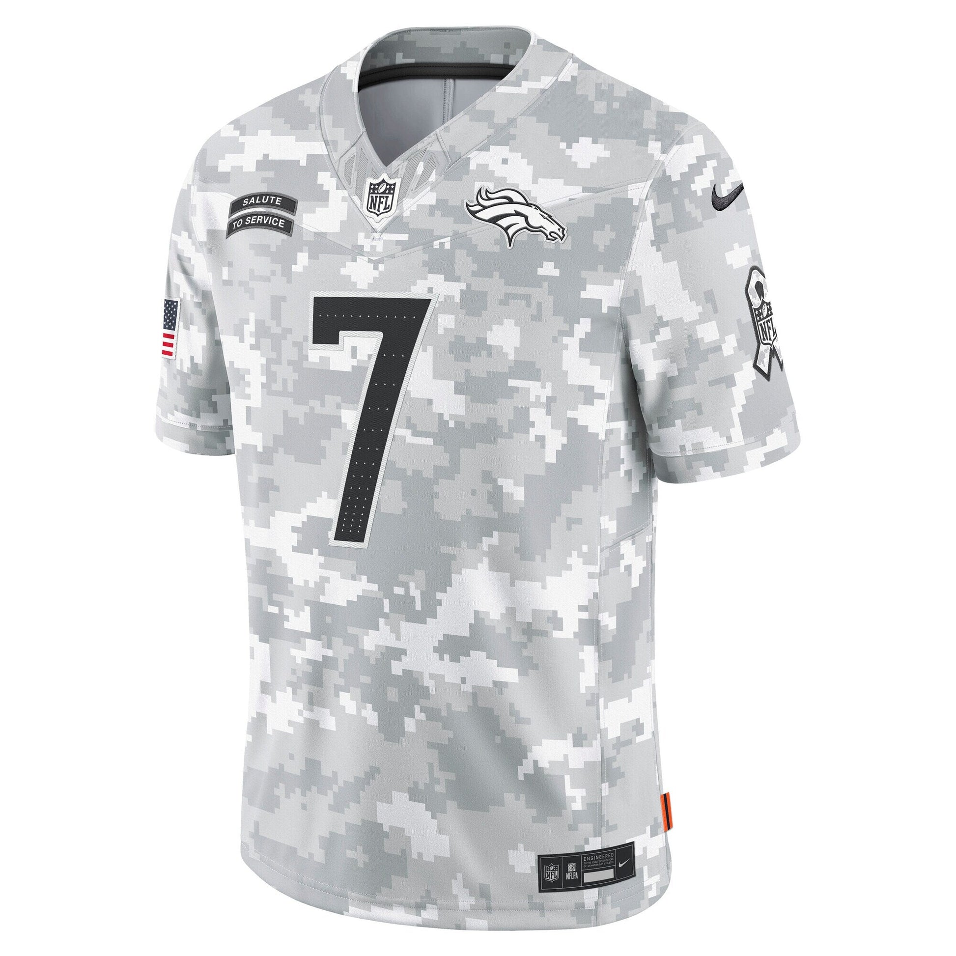 John Elway Denver Broncos 2024 Salute to Service Retired Limited Jersey - Arctic Camo football jersey product view 2