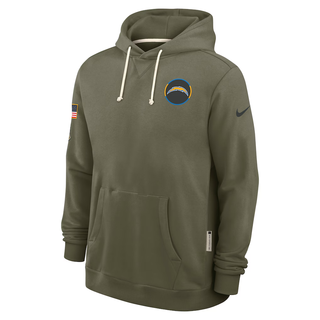 Men's Los Angeles Chargers Olive 2025 Salute to Service Sideline Standard Issue Dri-FIT Hoodie football jersey product view 2