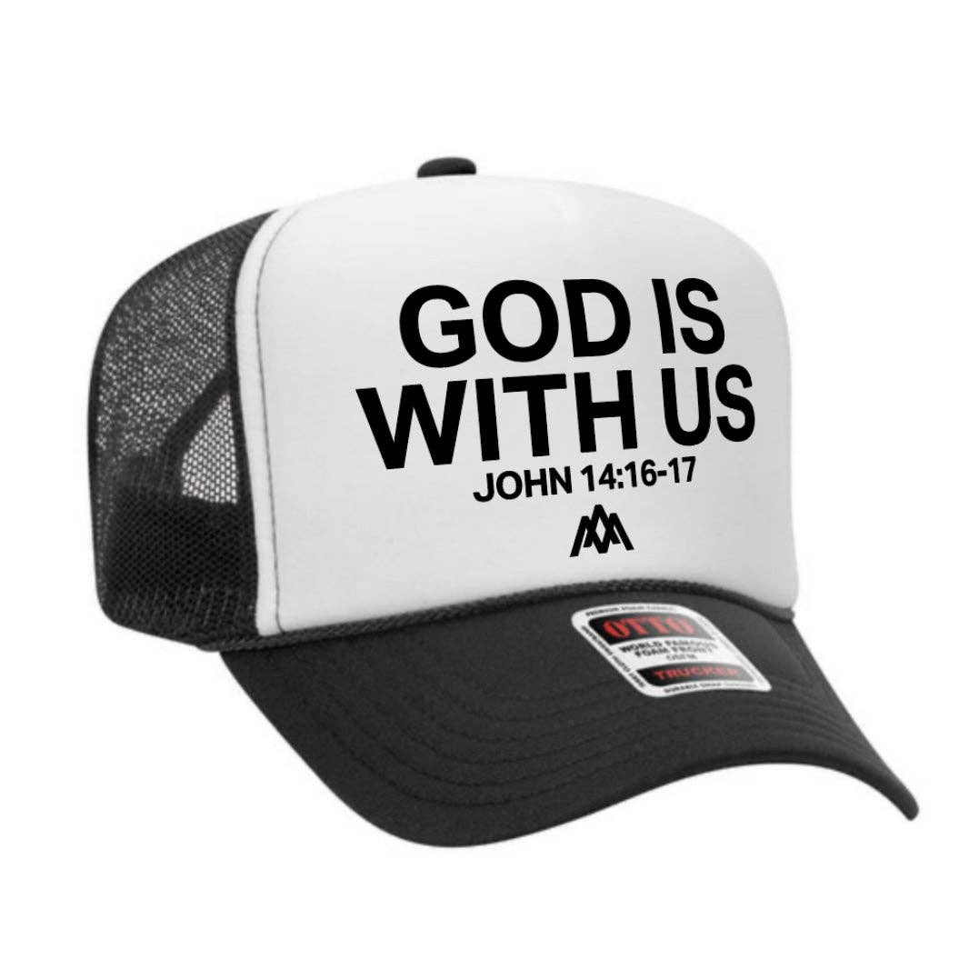 God Is with Us Foam Trucker - Black/White Unisex T-shirt, Sweatshirt, Hoodie, Long Sleeve Tee - T-Shirt, Sweatshirt, Hoodie