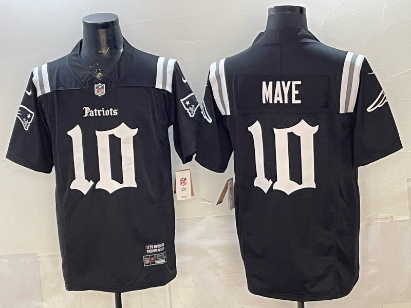 Men's New England Patriots Drake Maye #10 Black Player Game Jersey football jersey product view 1
