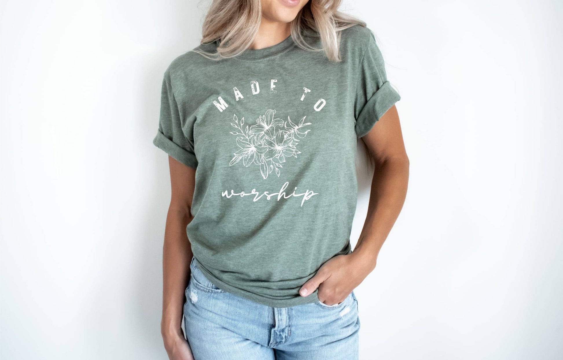Olive Made To Worship Tultex Vintage Faith Based Graphic Tee Unisex T-shirt, Sweatshirt, Hoodie, Long Sleeve Tee - T-Shirt, Sweatshirt, Hoodie