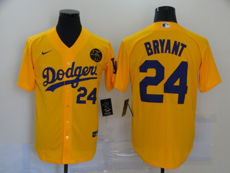 Men's Los Angeles Dodgers Kris Bryant Yellow Replica Baseball Jersey baseball jersey product view 1