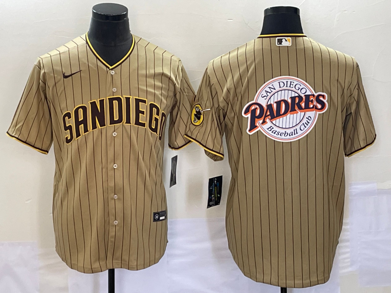 Men's San Diego Padres Tan Alternate Replica Player Jersey baseball jersey product view 1