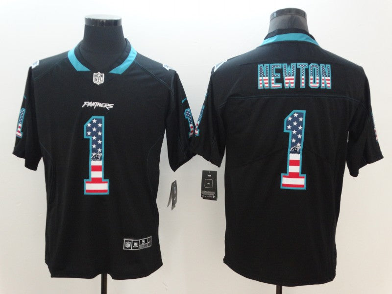 Men's Carolina Panthers Cam Newton #1 Black Authentic Game Jersey1 football jersey product view 1