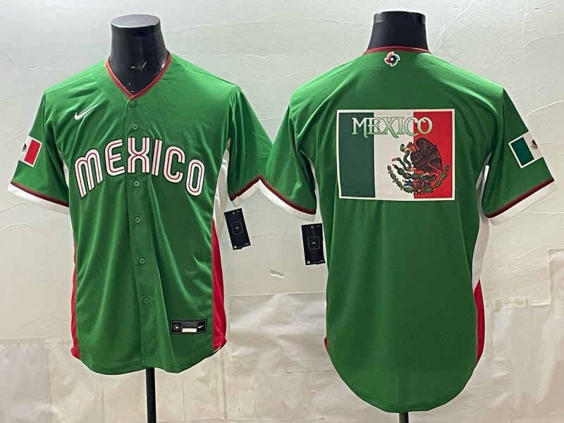 Men's Mexico Baseball Green 2026 World Baseball Classic Team Jersey baseball jersey product view 1
