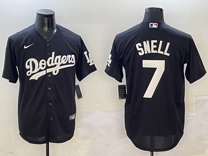 Men's Los Angeles Dodgers Blake Snell #7 Black Replica Player Jersey baseball jersey product view 1