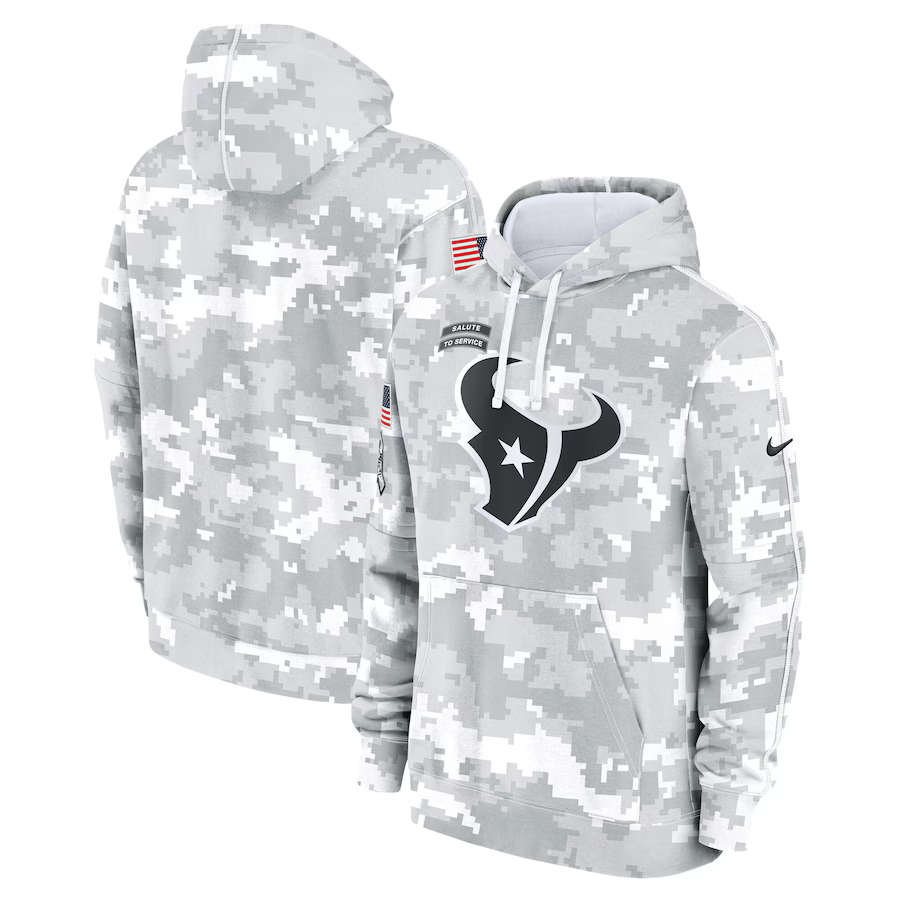 Men's Houston Texans Arctic Camo 2024 Salute to Service Club Fleece Pullover Hoodie1 football jersey product view 1