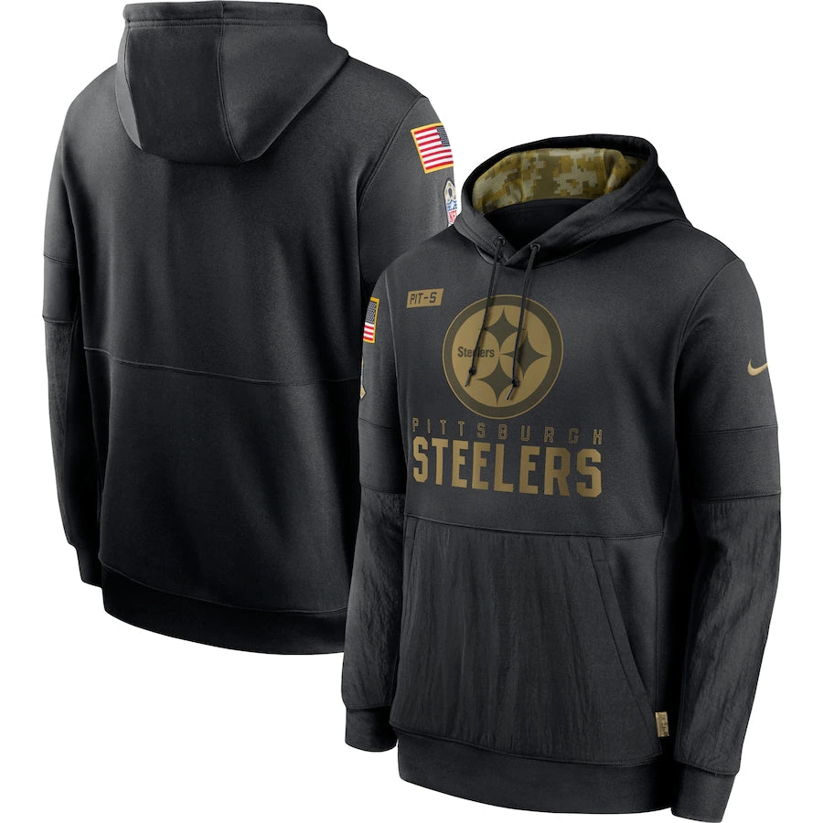 Men's Pittsburgh Steelers 2020 Salute to Service Hoodie Black football jersey product view 1