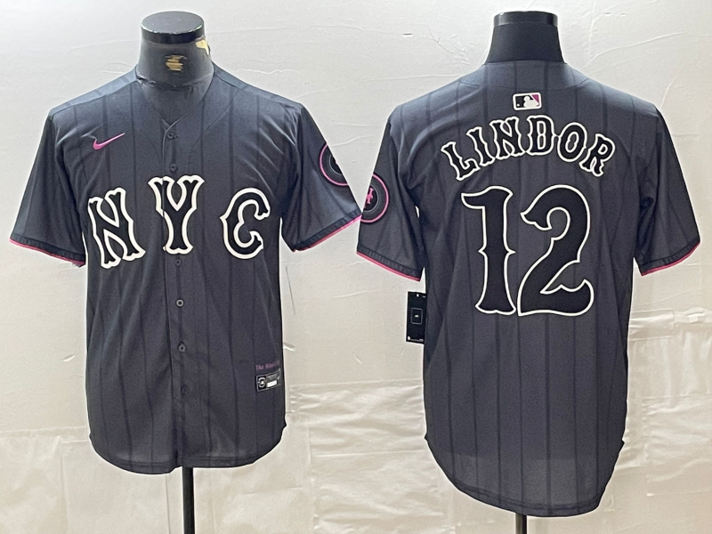 Men's New York Mets Francisco Lindor Graphite 2024 City Connect Limited Player Jersey baseball jersey product view 1