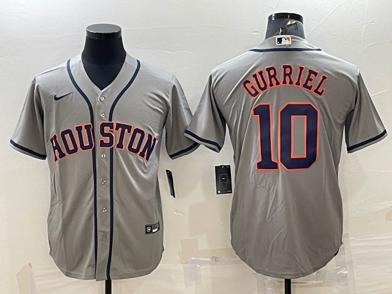 Men's Houston Astros Yuli Gurriel #10 Gray Replica Player Jersey baseball jersey product view 1