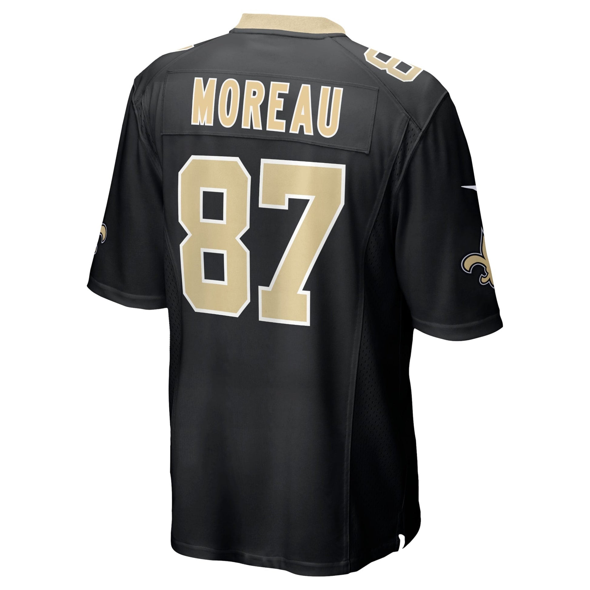 Foster Moreau New Orleans Saints Game Jersey - Black football jersey product view 3
