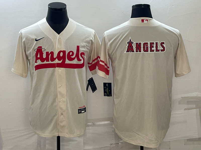 Men's Los Angeles Angels Cream 2022 City Connect Replica Player Jersey baseball jersey product view 1