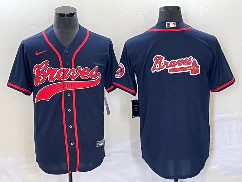 Men's Atlanta Braves Navy Replica Team Jersey1 Joint Edition baseball jersey product view 1