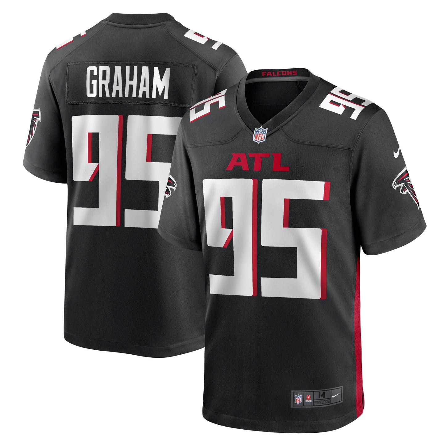 Ta'Quon Graham Atlanta Falcons Game Jersey - Black football jersey product view 1