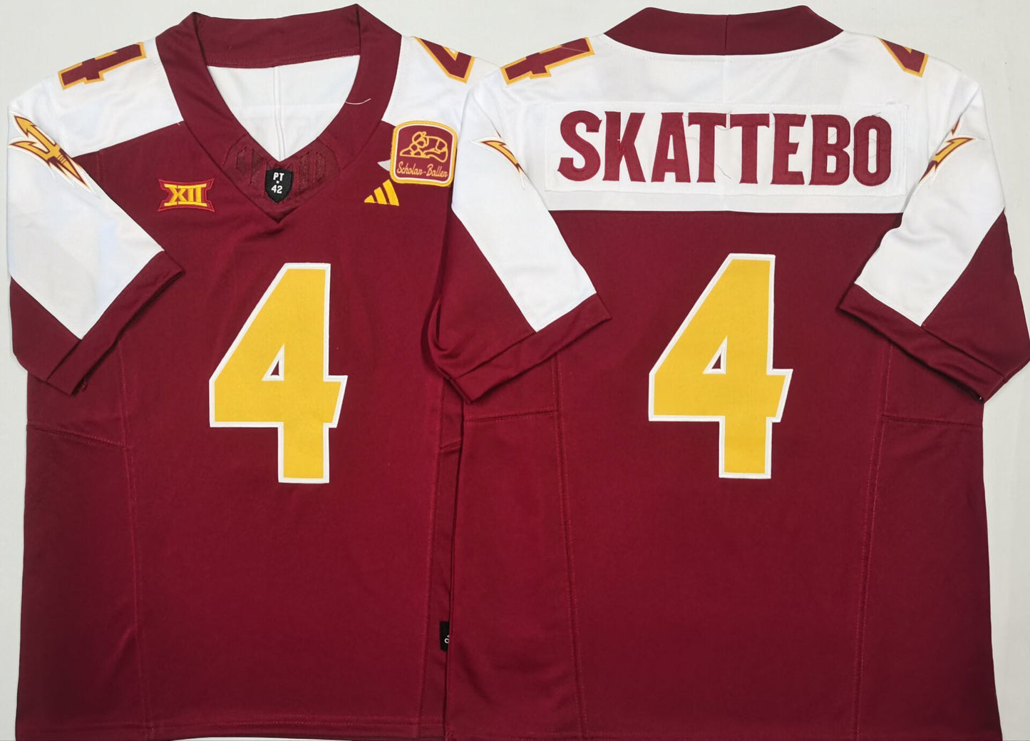 Men's Arizona State Sun Devils Cameron Skattebo #4 Red Game Jersey sports jersey product view 1