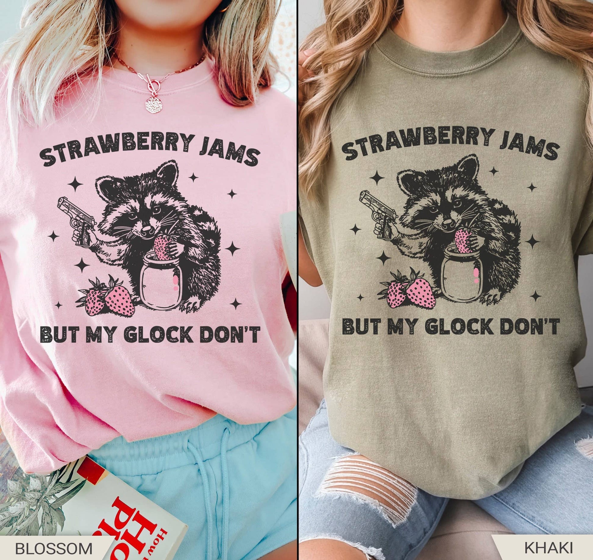 Comfort Colors Funny Raccoon Shirt - Strawberry Jams Meme Unisex T-shirt, Sweatshirt, Hoodie, Long Sleeve Tee - T-Shirt, Sweatshirt, Hoodie