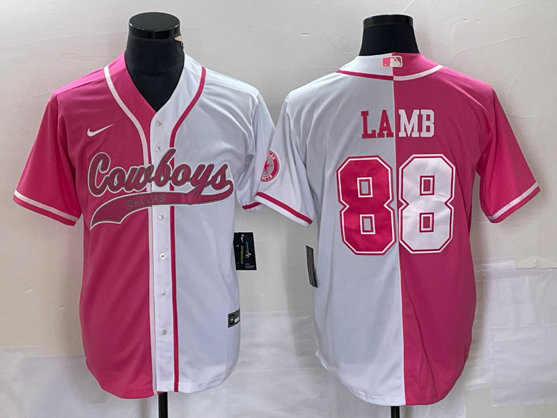 Men's Dallas Cowboys CeeDee Lamb #88 Pink/White Game Jersey1 Joint Edition football jersey product view 1