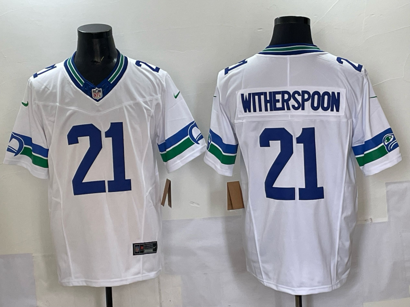 Men's Seattle Seahawks Devon Witherspoon #21 White Alternate Game Jersey football jersey product view 1
