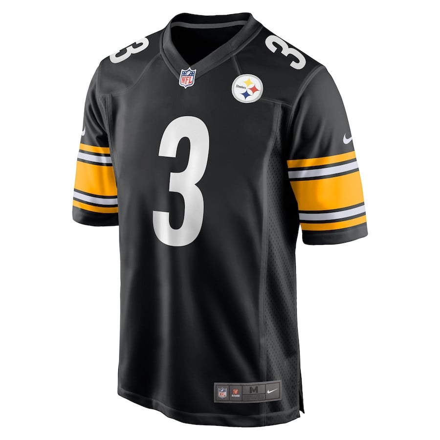 Russell Wilson 3 Pittsburgh Steelers Game Player Jersey - Black - National Football League 2024 football jersey product view 2