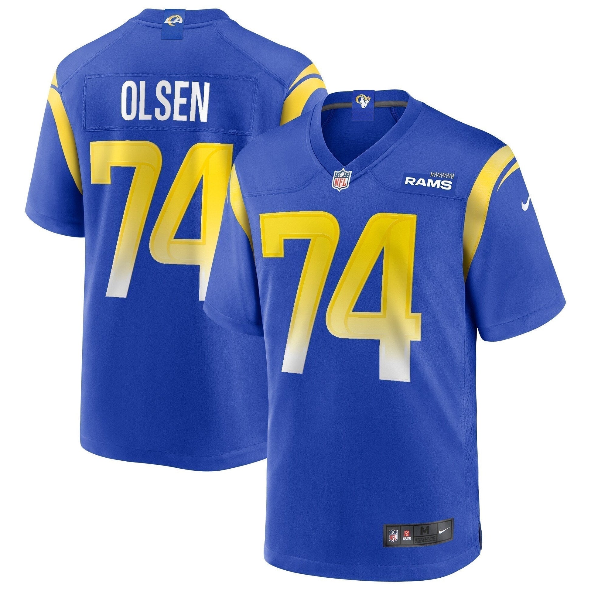 Merlin Olsen Los Angeles Rams Game Retired Jersey - Royal football jersey product view 1