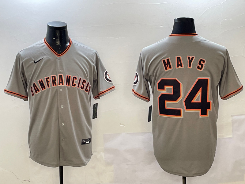 Men's San Francisco Giants Willie Mays #24 Gray Replica Player Jersey1 baseball jersey product view 1