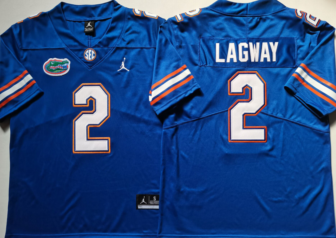 Men's Florida Gators DJ Lagway #2 Blue Player Jersey sports jersey product view 1