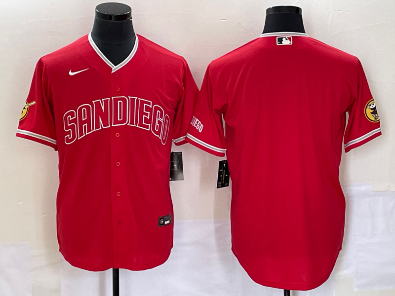 Men's San Diego Padres Red Replica Blank Jersey1 baseball jersey product view 1