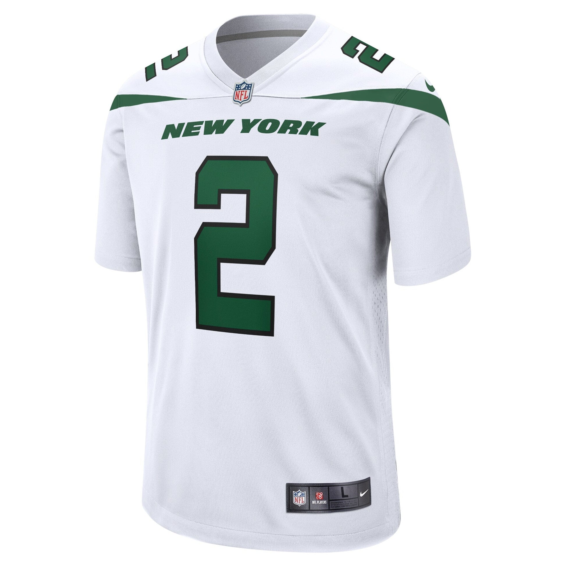 Zach Wilson New York Jets White Game Jersey - White football jersey product view 2
