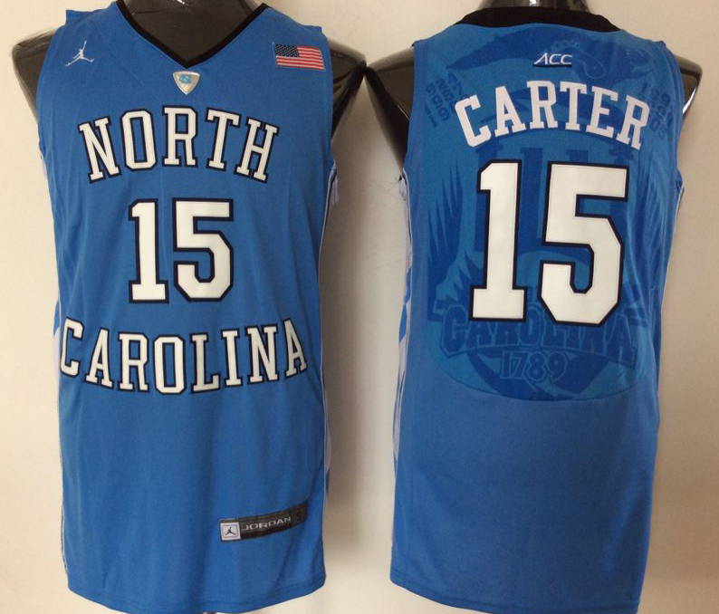 Men's North Carolina Tar Heels Vince Carter #15 Blue Player Game Jersey sports jersey product view 1