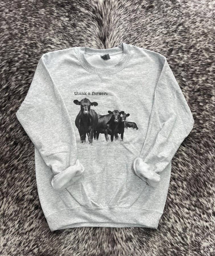 Thank A Farmer Western Crewneck Sweatshirt  Gifts For Her Unisex T-shirt, Sweatshirt, Hoodie, Long Sleeve Tee - T-Shirt, Sweatshirt, Hoodie