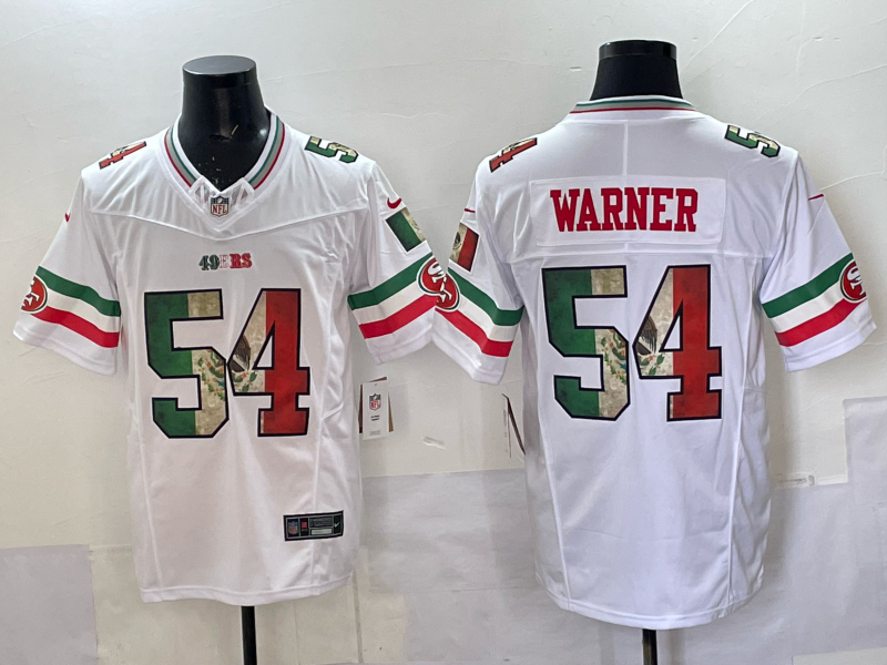 Men's San Francisco 49ers Fred Warner White Retired Player Jersey football jersey product view 1