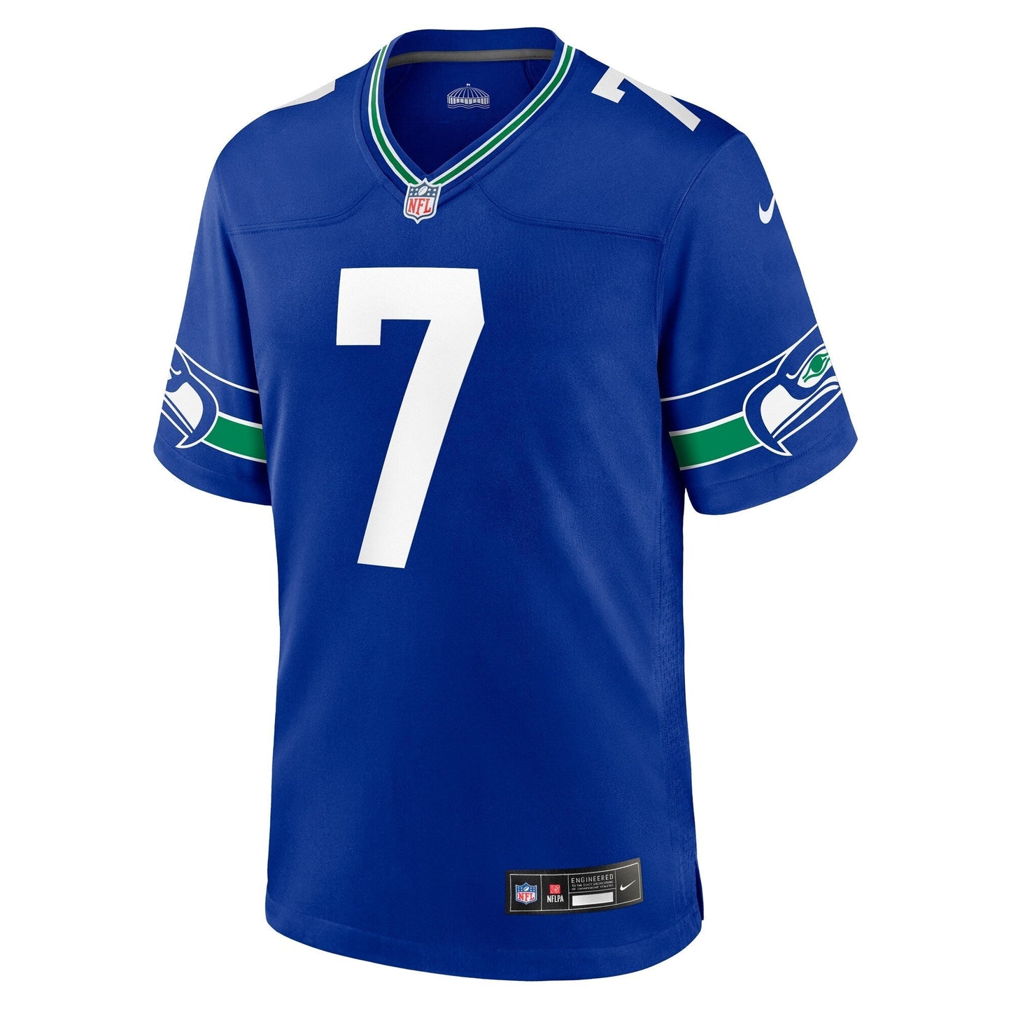 Geno Smith Seattle Seahawks Throwback Game Jersey - Royal football jersey product view 2