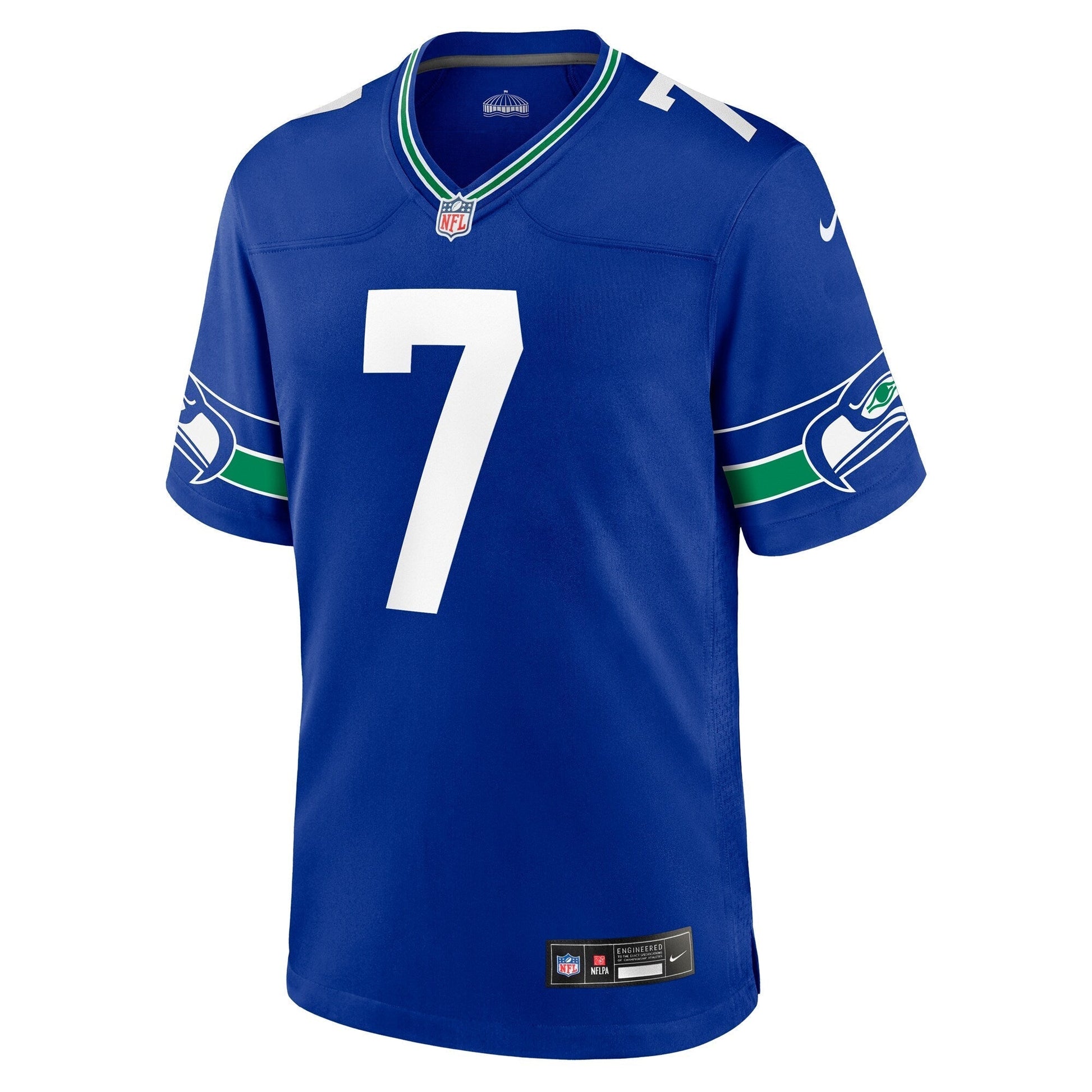 Geno Smith Seattle Seahawks Throwback Game Jersey - Royal football jersey product view 2
