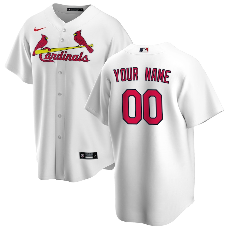 Men's St. Louis Cardinals White Home Replica Custom Jersey baseball jersey product view 1
