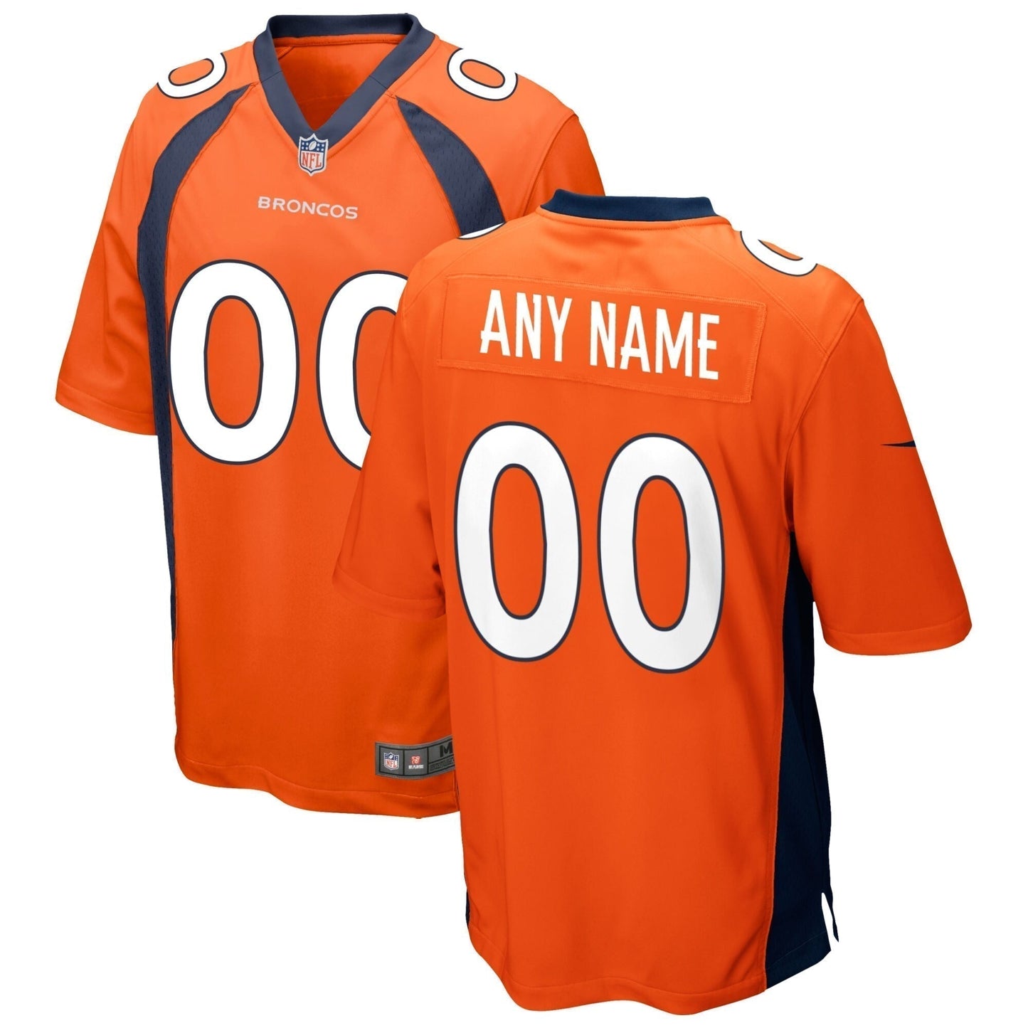 Denver Broncos Custom Game Jersey - Orange football jersey product view 1