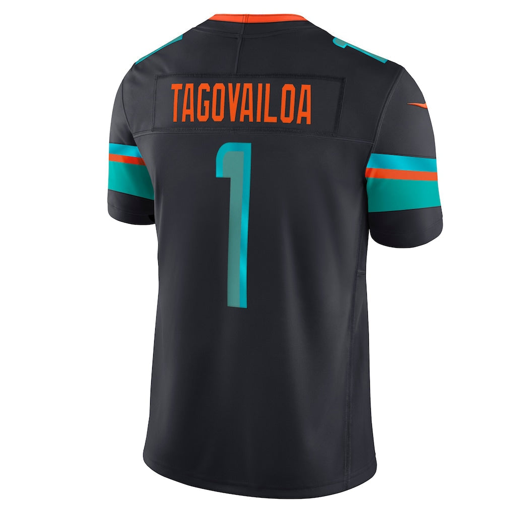 M.Dolphins #1 Tua Tagovailoa Pitch Blue 2025 Rivalries Collection Limited Jersey football jersey product view 1
