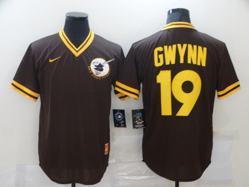 Men's San Diego Padres Tony Gwynn #19 Brown Player Jersey baseball jersey product view 1