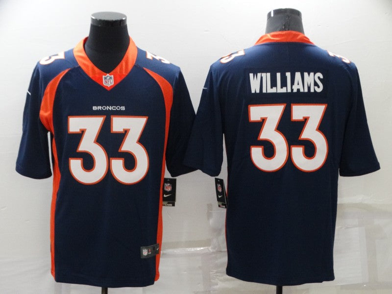 Men's Denver Broncos Javonte Williams #33 Navy Game Jersey1 football jersey product view 1