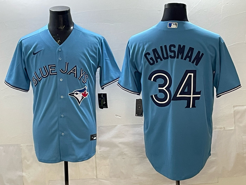 Men's Toronto Blue Jays Kevin Gausman #34 Powder Blue Player Jersey baseball jersey product view 1