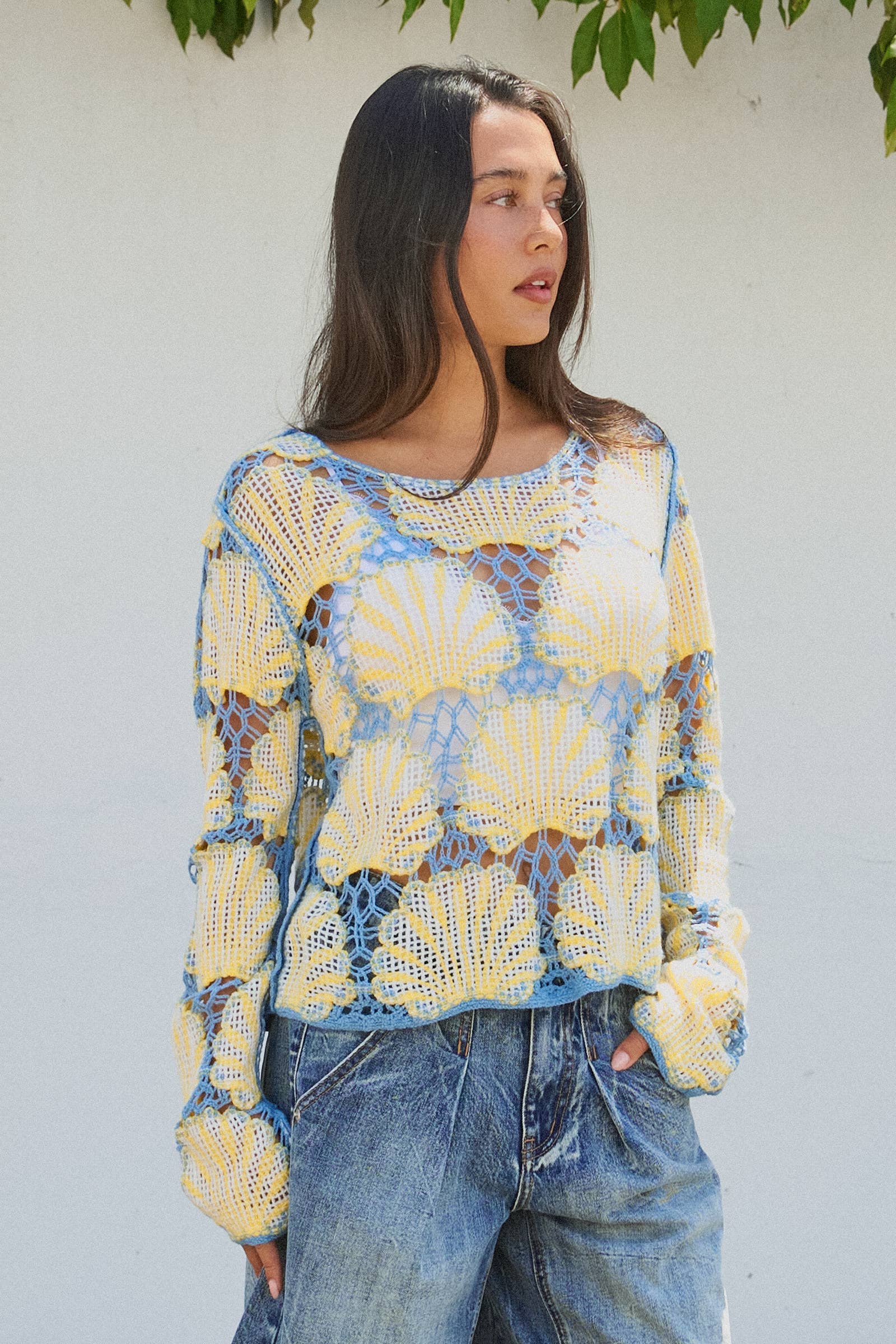 Crochet Lace Seashell Scalloped Knit Top Unisex T-shirt, Sweatshirt, Hoodie, Long Sleeve Tee - T-Shirt, Sweatshirt, Hoodie