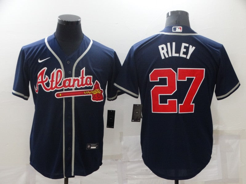Men's Atlanta Braves Austin Riley Navy Replica Player Jersey baseball jersey product view 1