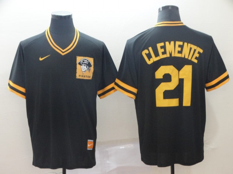 Men's Pittsburgh Pirates Roberto Clemente Black Replica Game Jersey baseball jersey product view 1
