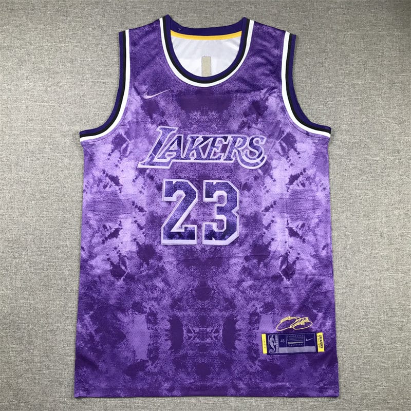 Lebron James LA Lakers Purple Jersey #23 basketball jersey product view 1