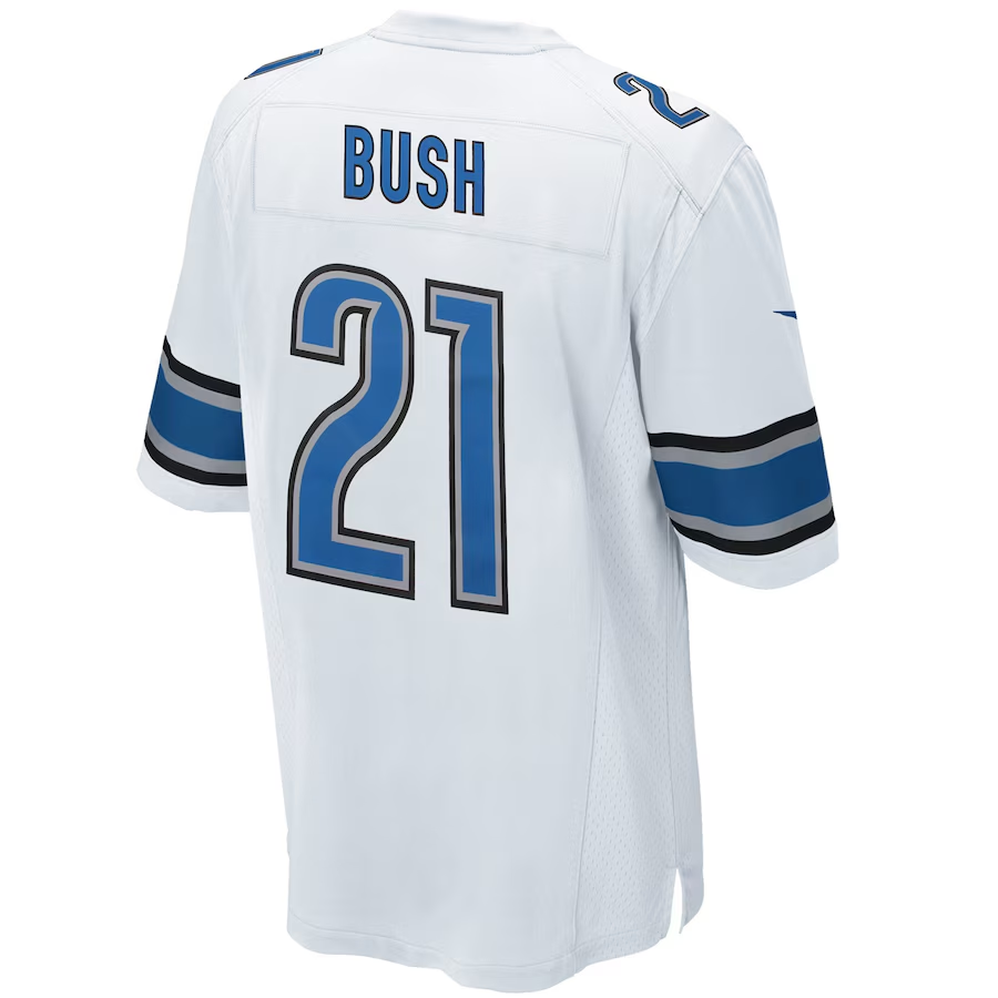 Reggie Bush Detroit Lions Game Jersey - White football jersey product view 3